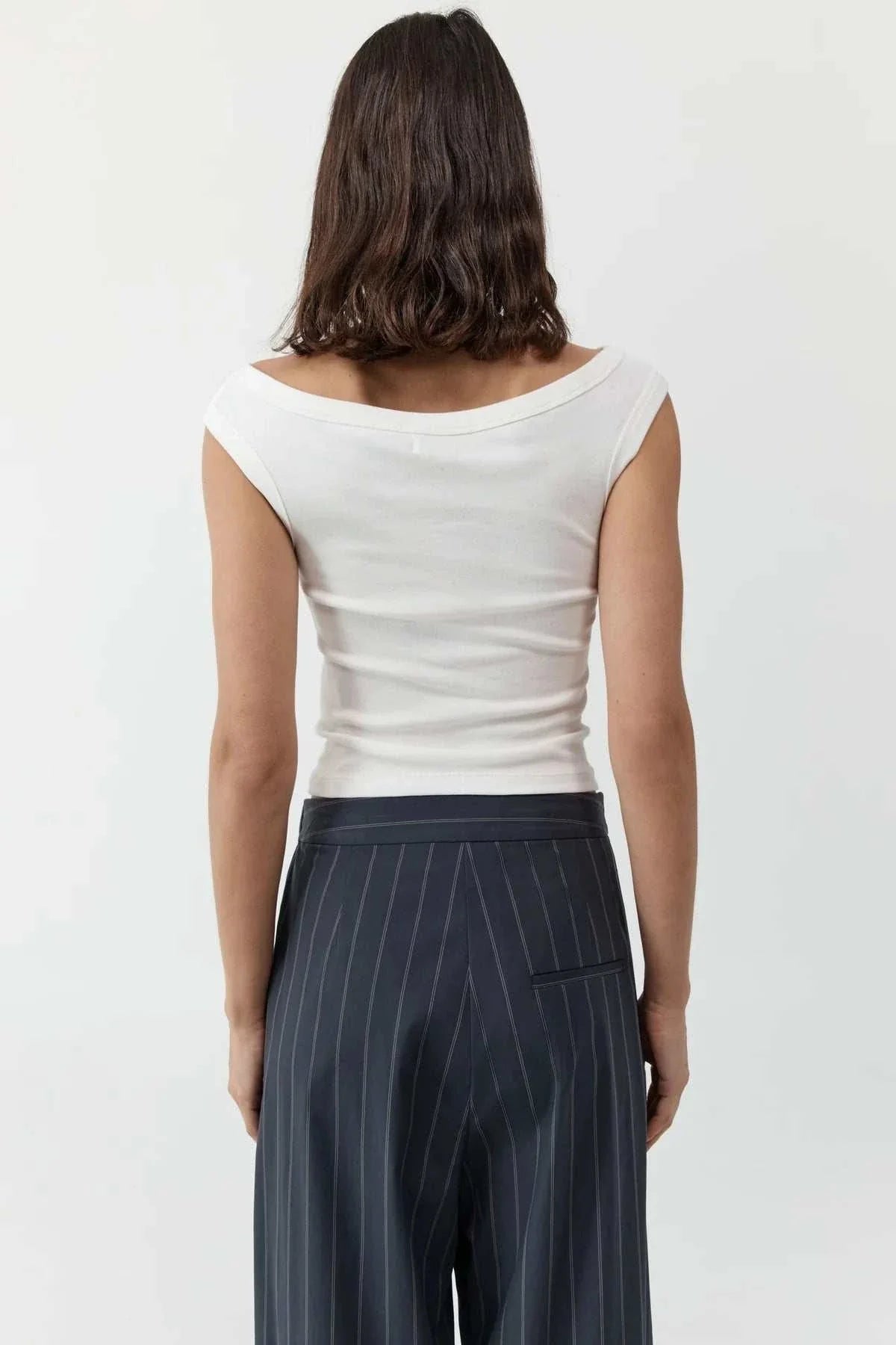 St Agni Organic Cotton Off Shoulder Top White