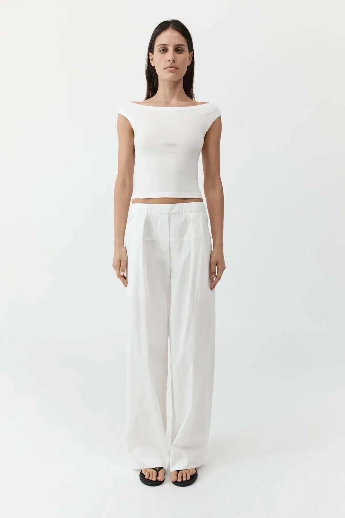 St Agni Organic Cotton Off Shoulder Top White
