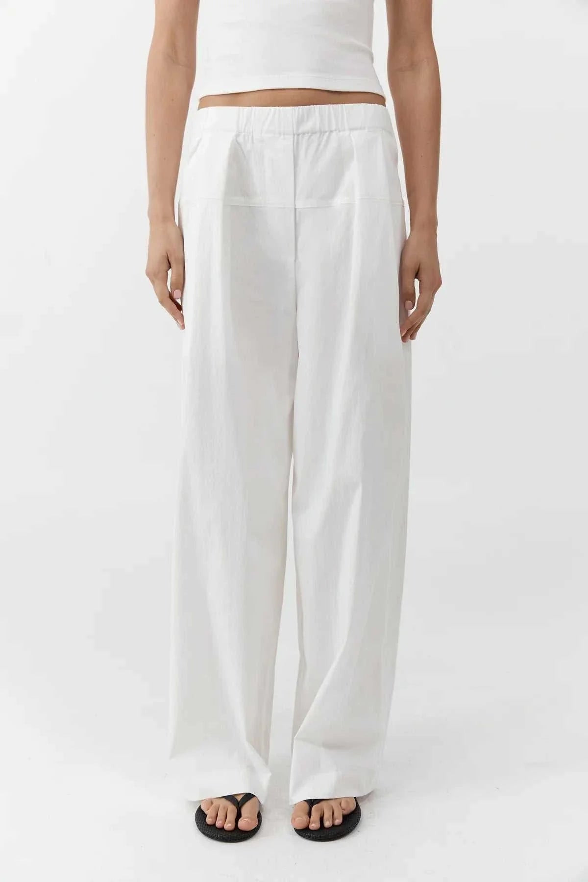 St Agni Relaxed Pleat Pants Off White