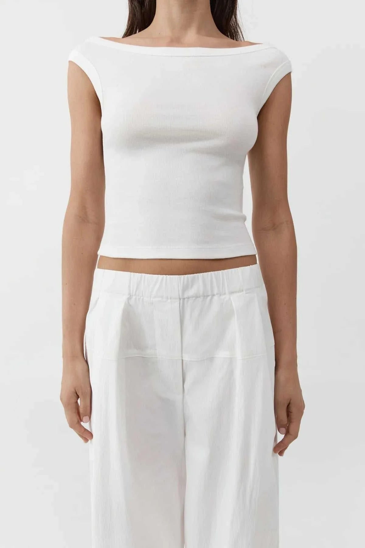 St Agni Organic Cotton Off Shoulder Top White