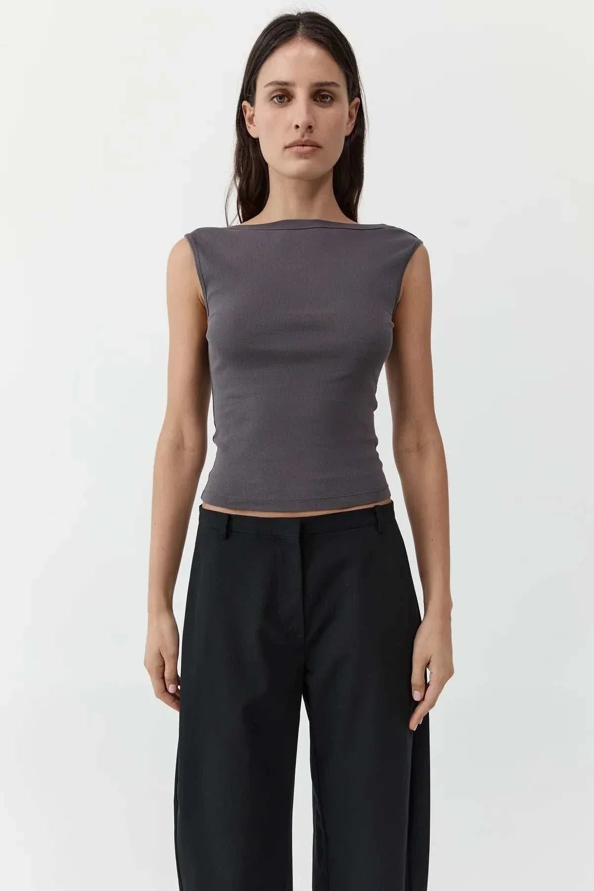 St Agni Organic Cotton Ballerina Top Soot