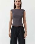 St Agni Organic Cotton Ballerina Top Soot