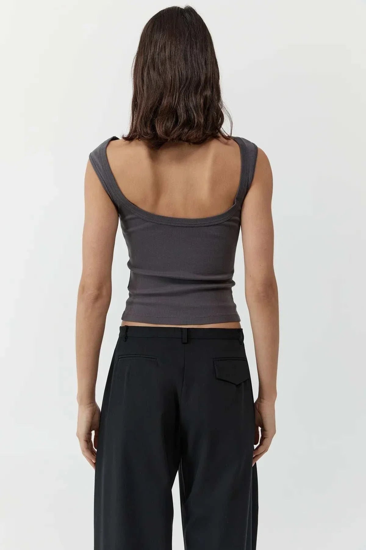 St Agni Organic Cotton Ballerina Top Soot