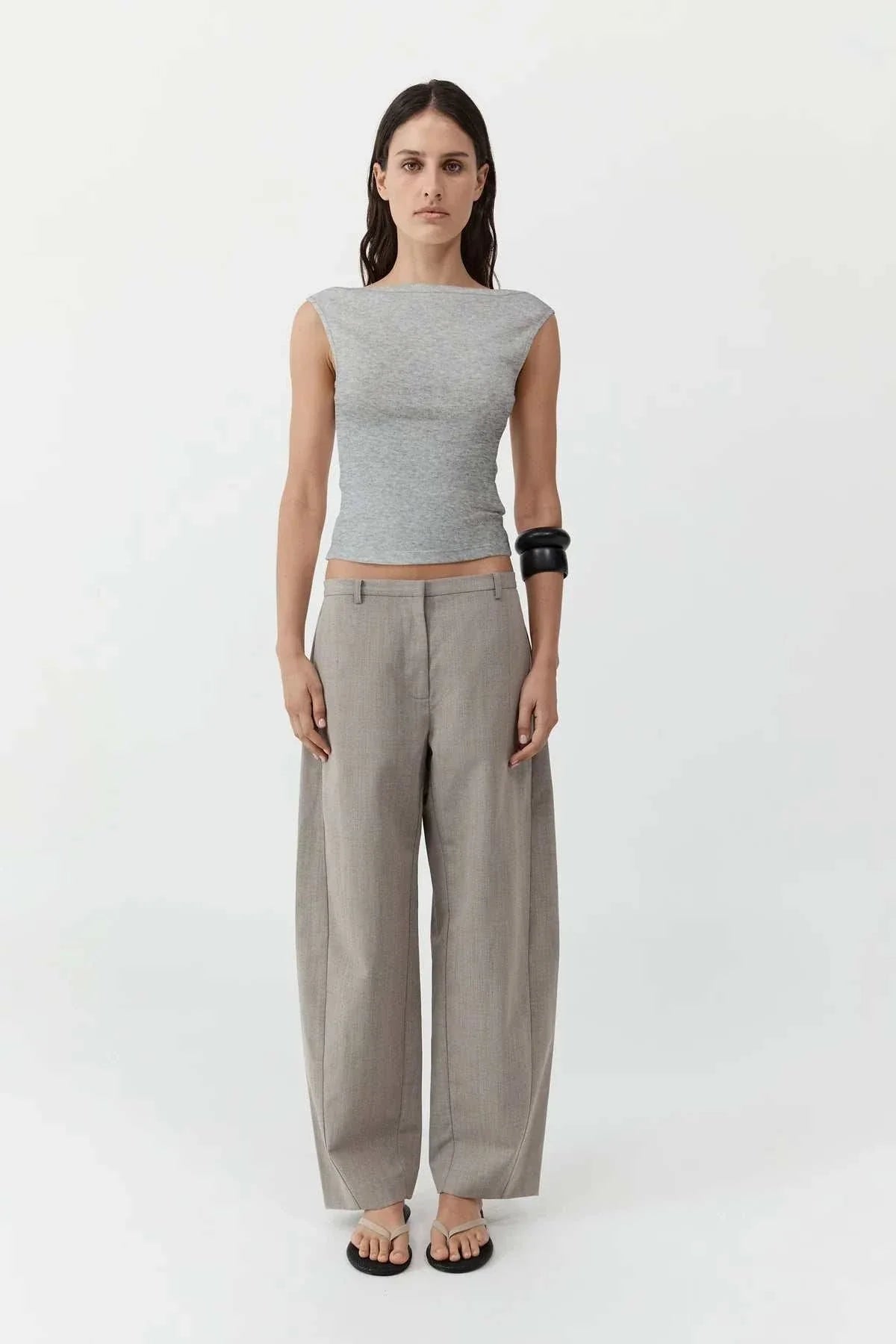 St Agni Organic Cotton Ballerina Top Grey Marle