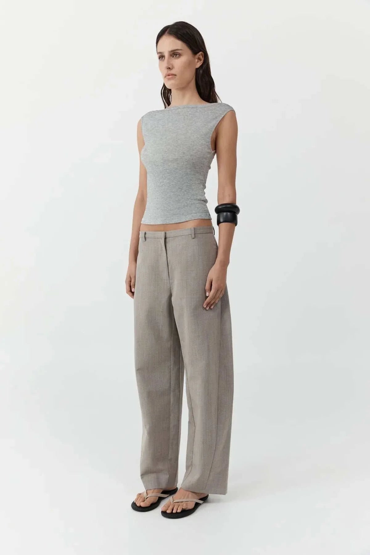 St Agni Organic Cotton Ballerina Top Grey Marle