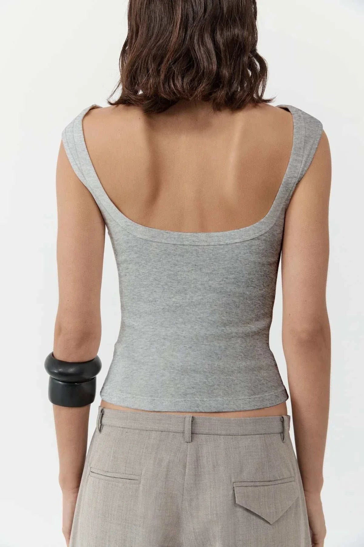 St Agni Organic Cotton Ballerina Top Grey Marle