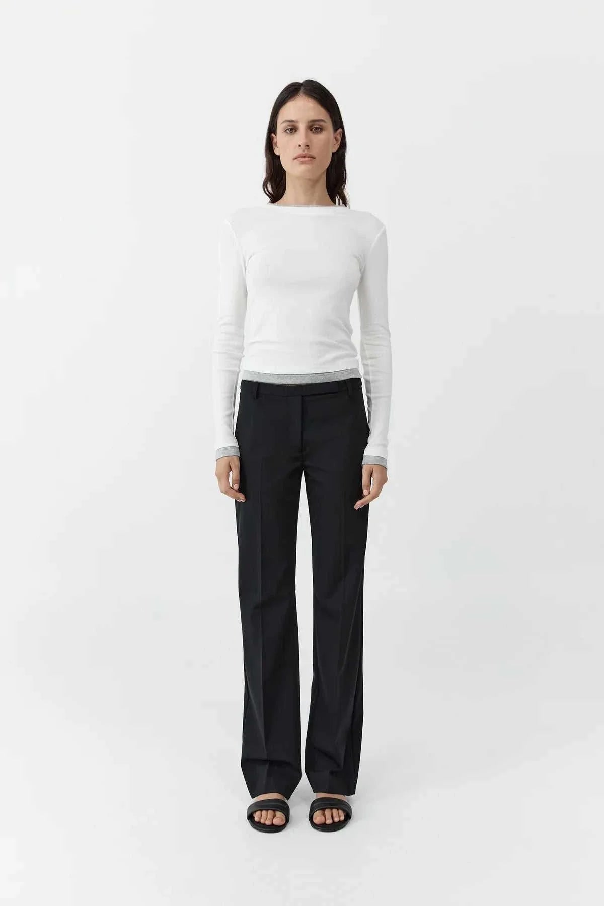 St Agni Organic Cotton Layered Long Sleeve Top White