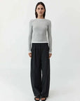 St Agni Organic Cotton Layered Long Sleeve Top Grey Marle