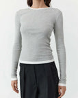 St Agni Organic Cotton Layered Long Sleeve Top Grey Marle