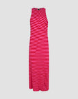Bassike Stripe Asymmetric Tank Dress Red Pink