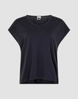 Bassike Fine Bind Scoop Neck Tank Washed Navy