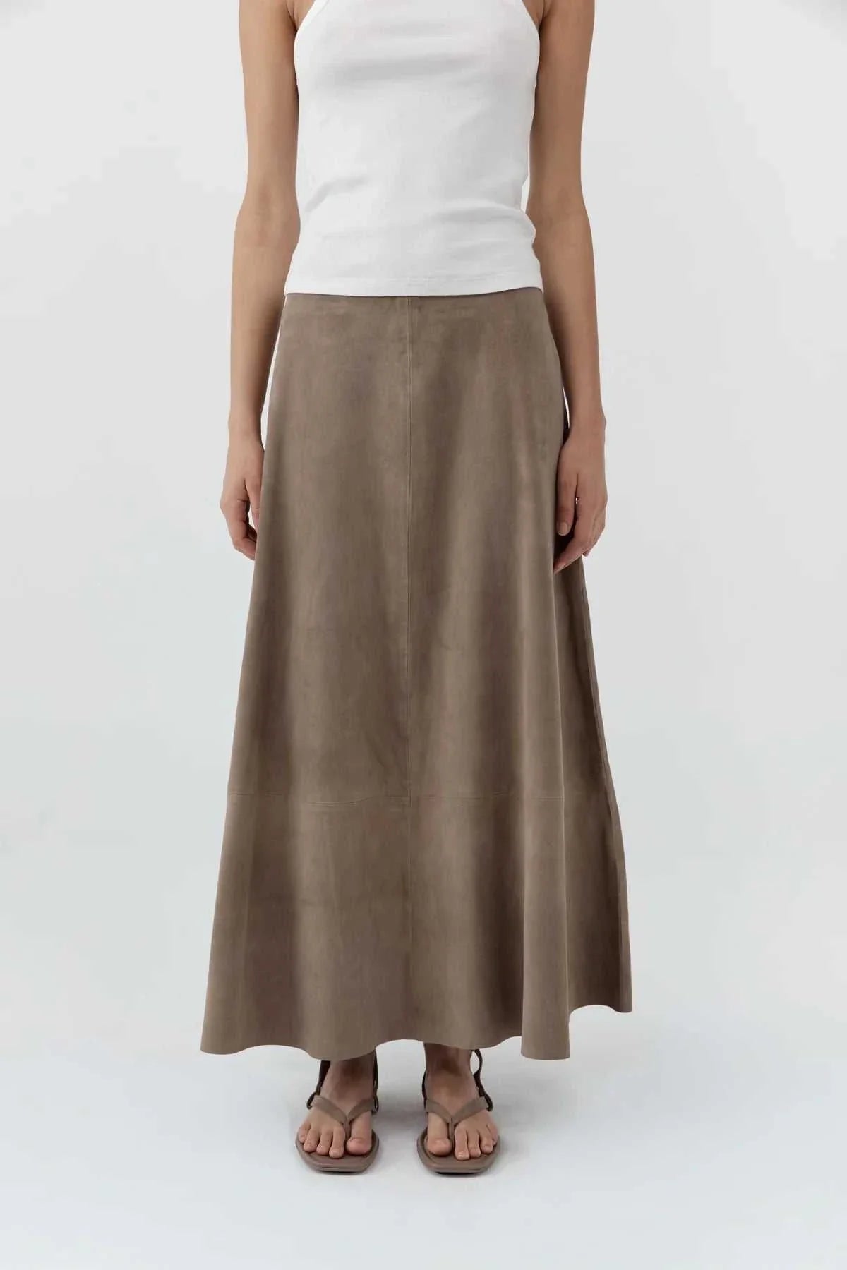 St Agni Suede Circle Skirt Earth