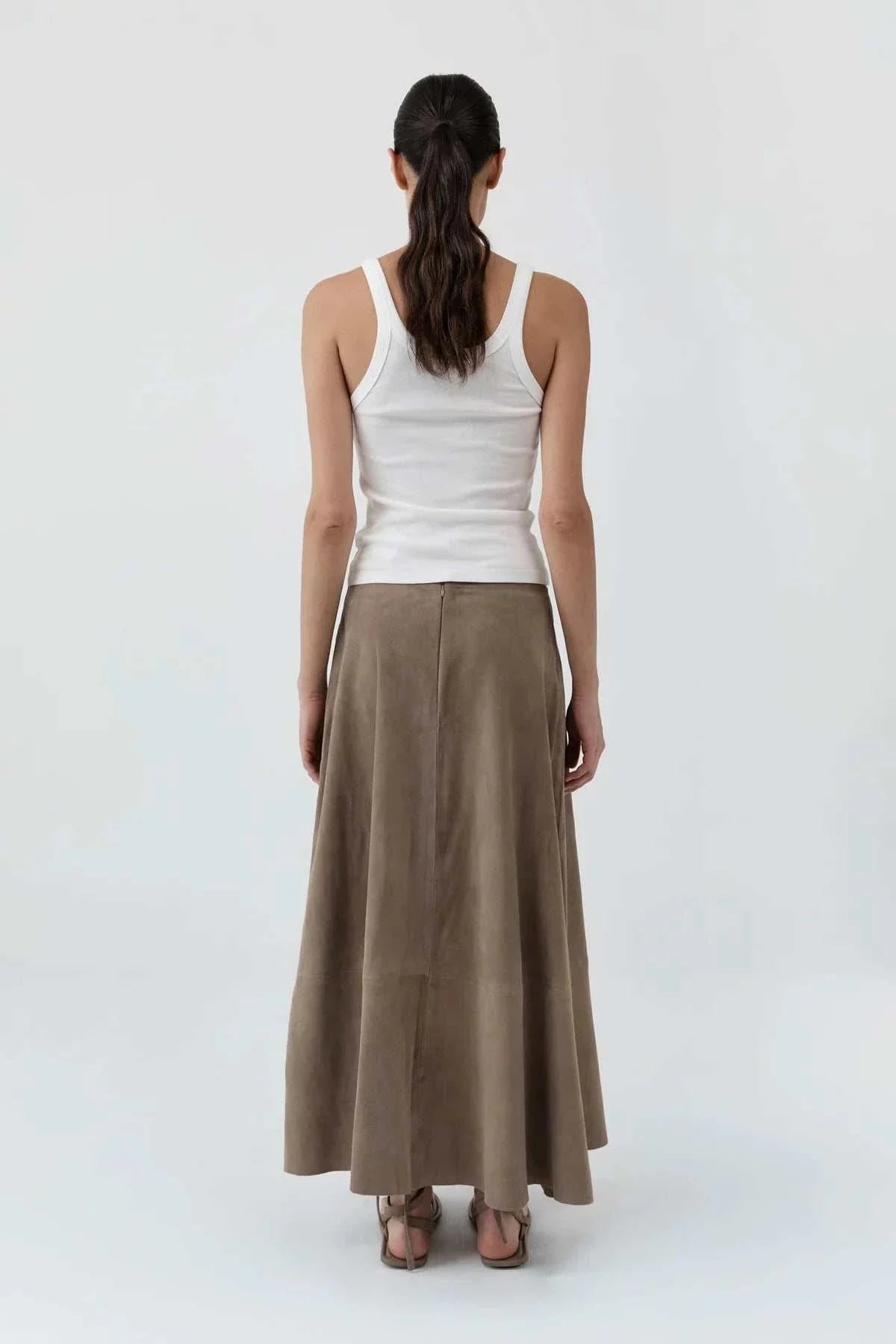 St Agni Suede Circle Skirt Earth