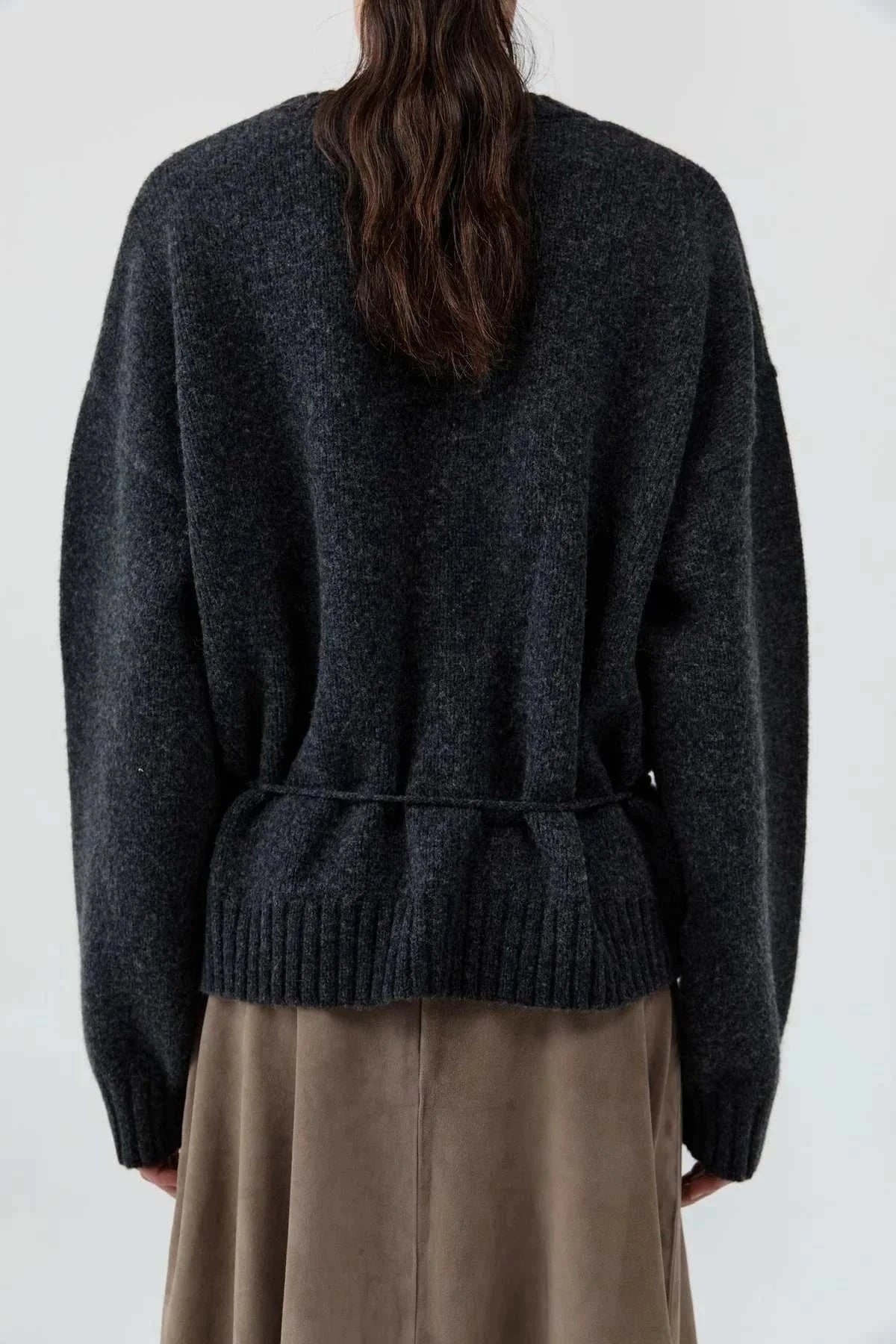 St Agni Wool Crew Neck Jumper Dark Charcoal Melange