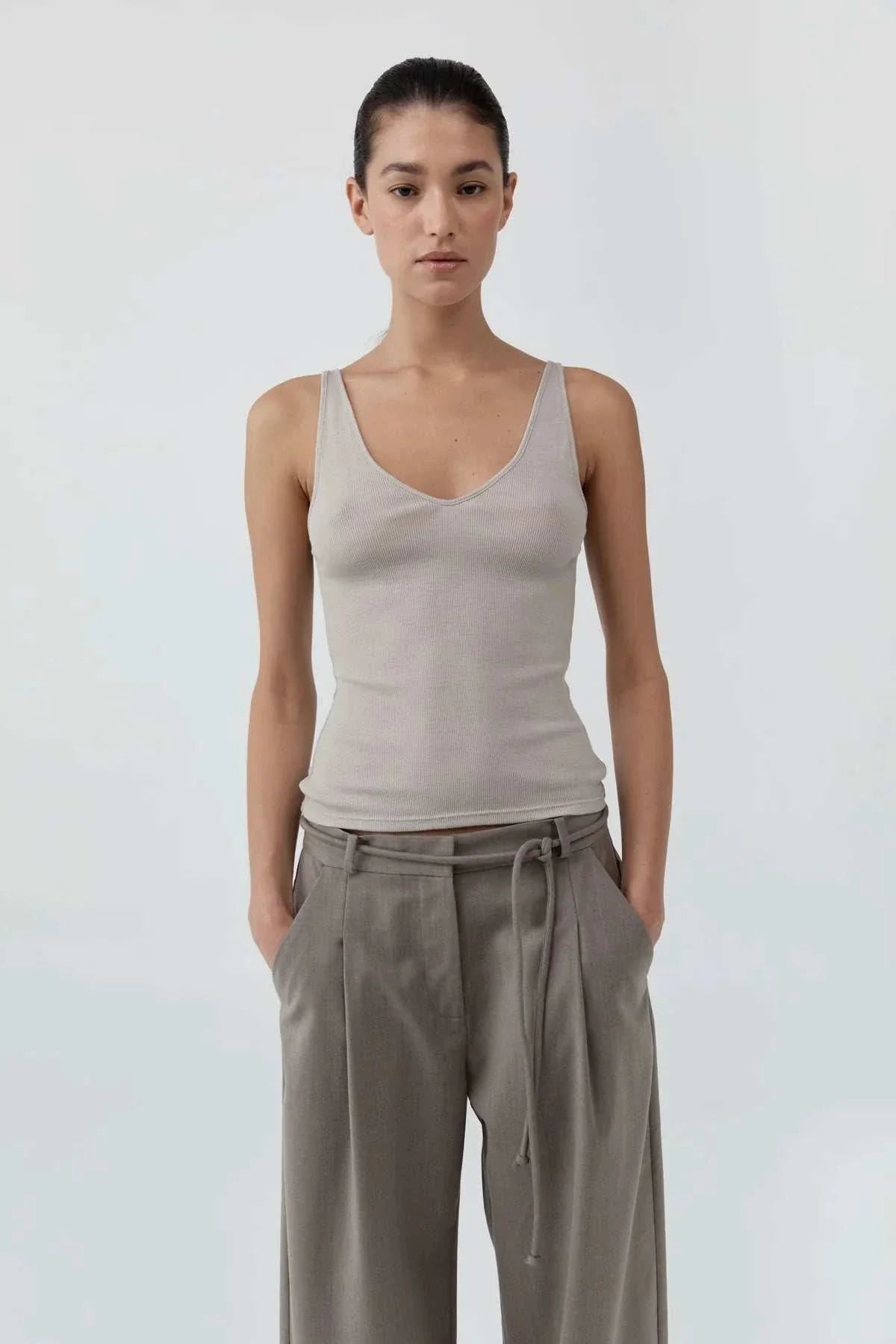 St Agni Baby Wool Scoop Cami Soft Ash
