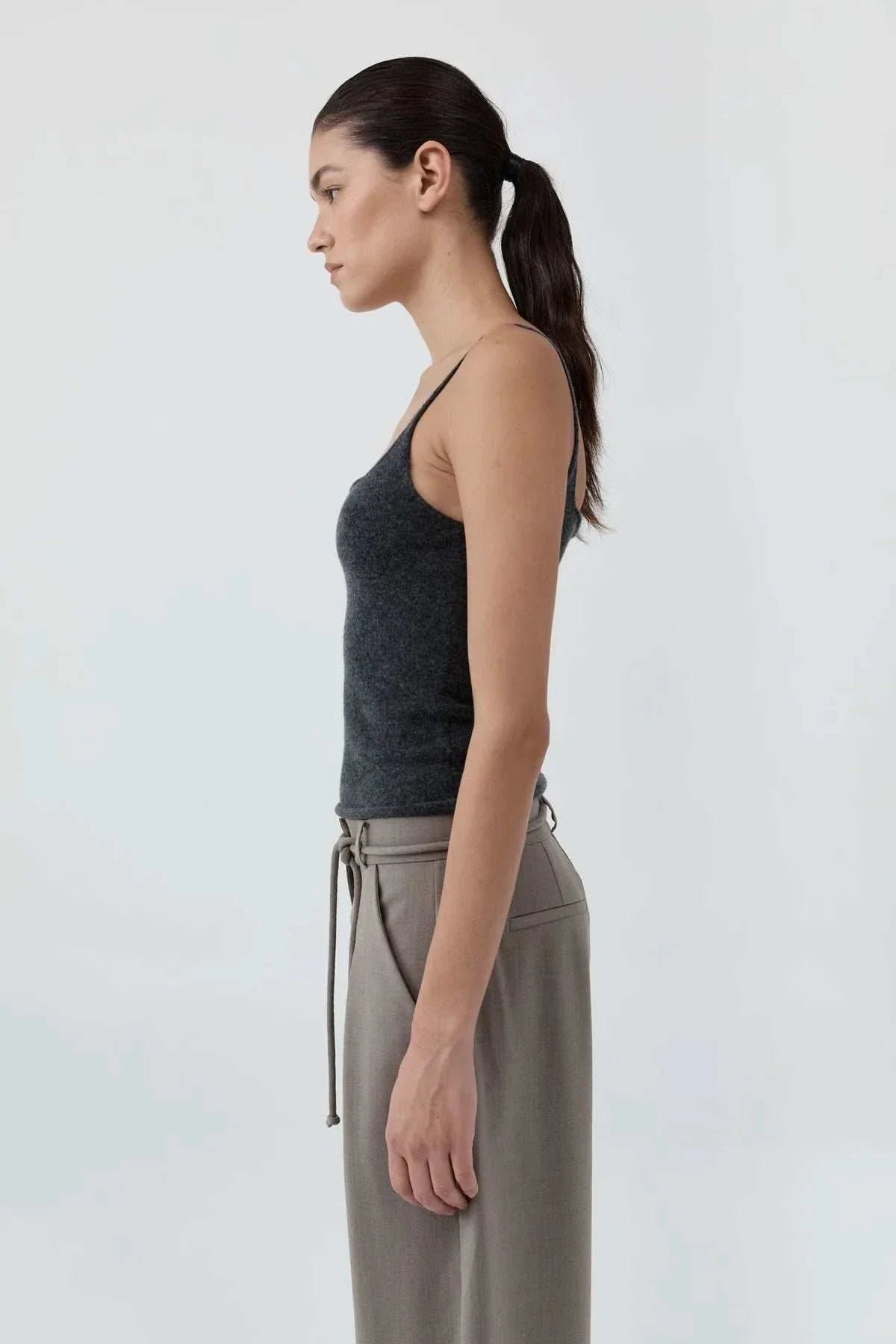 St Agni Merino Wool Slim Tank Charcoal Melange