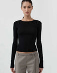 St Agni Baby Wool Long Sleeve Top Black