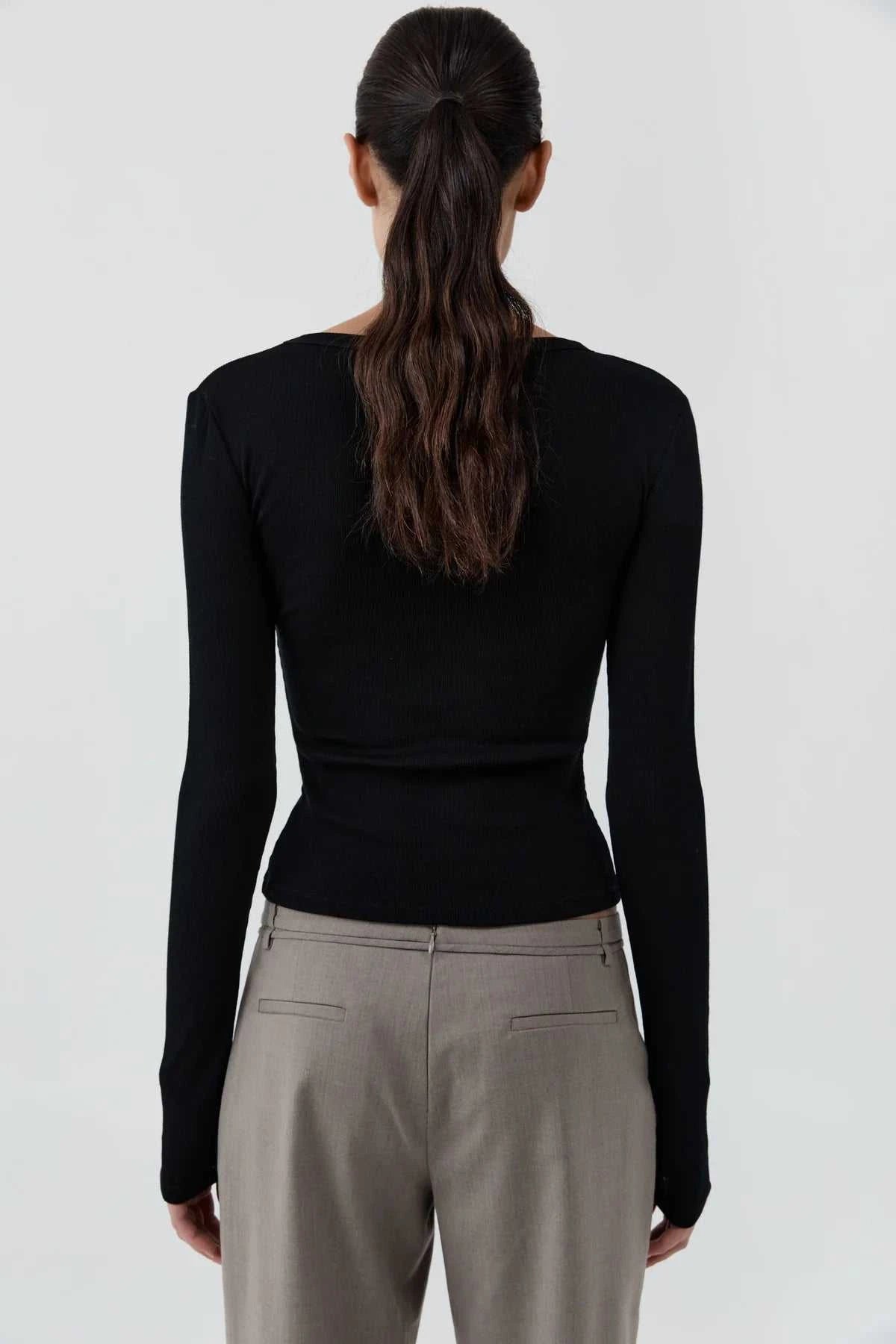 St Agni Baby Wool Long Sleeve Top Black