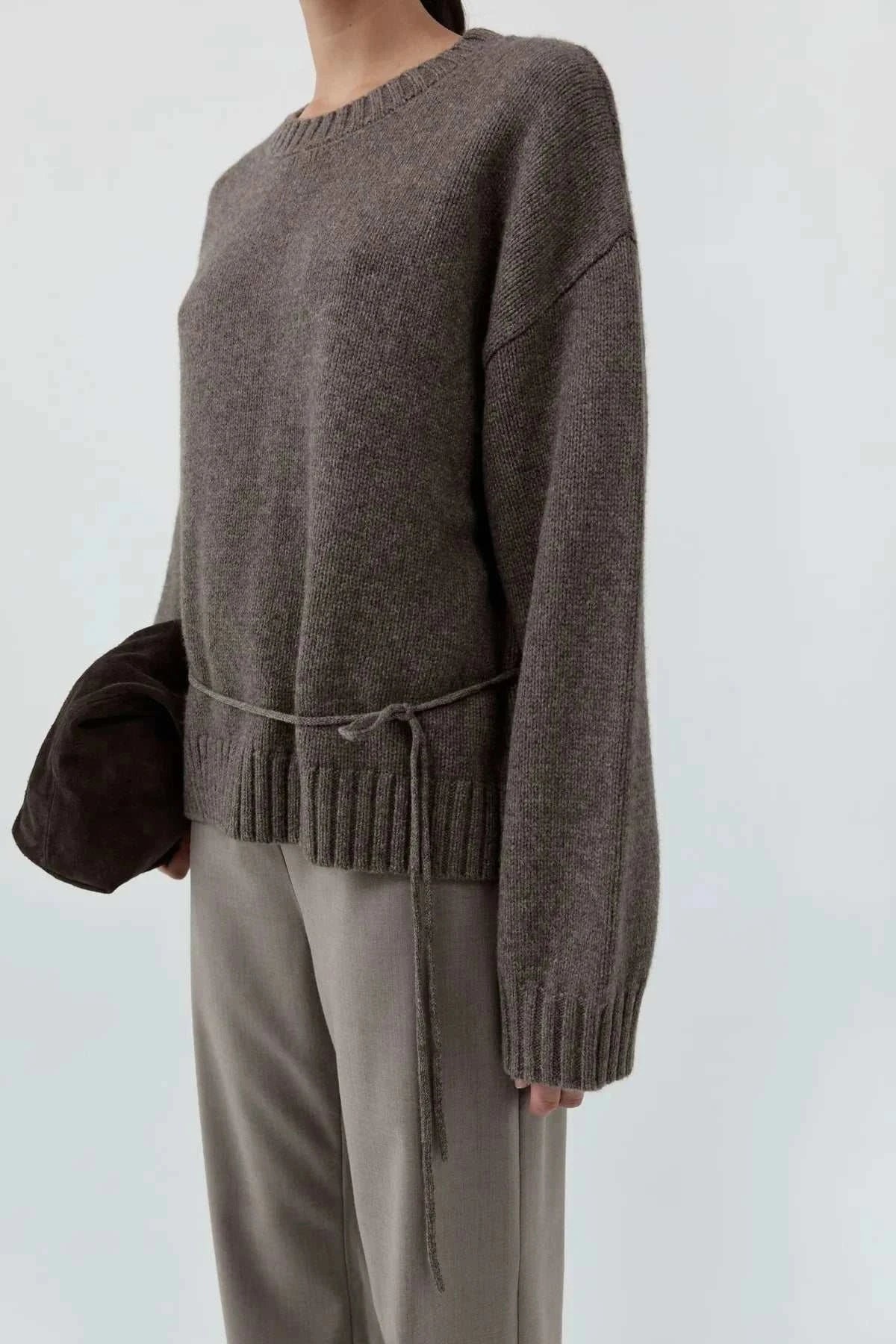 St Agni Wool Crew Neck Jumper Taupe Melange