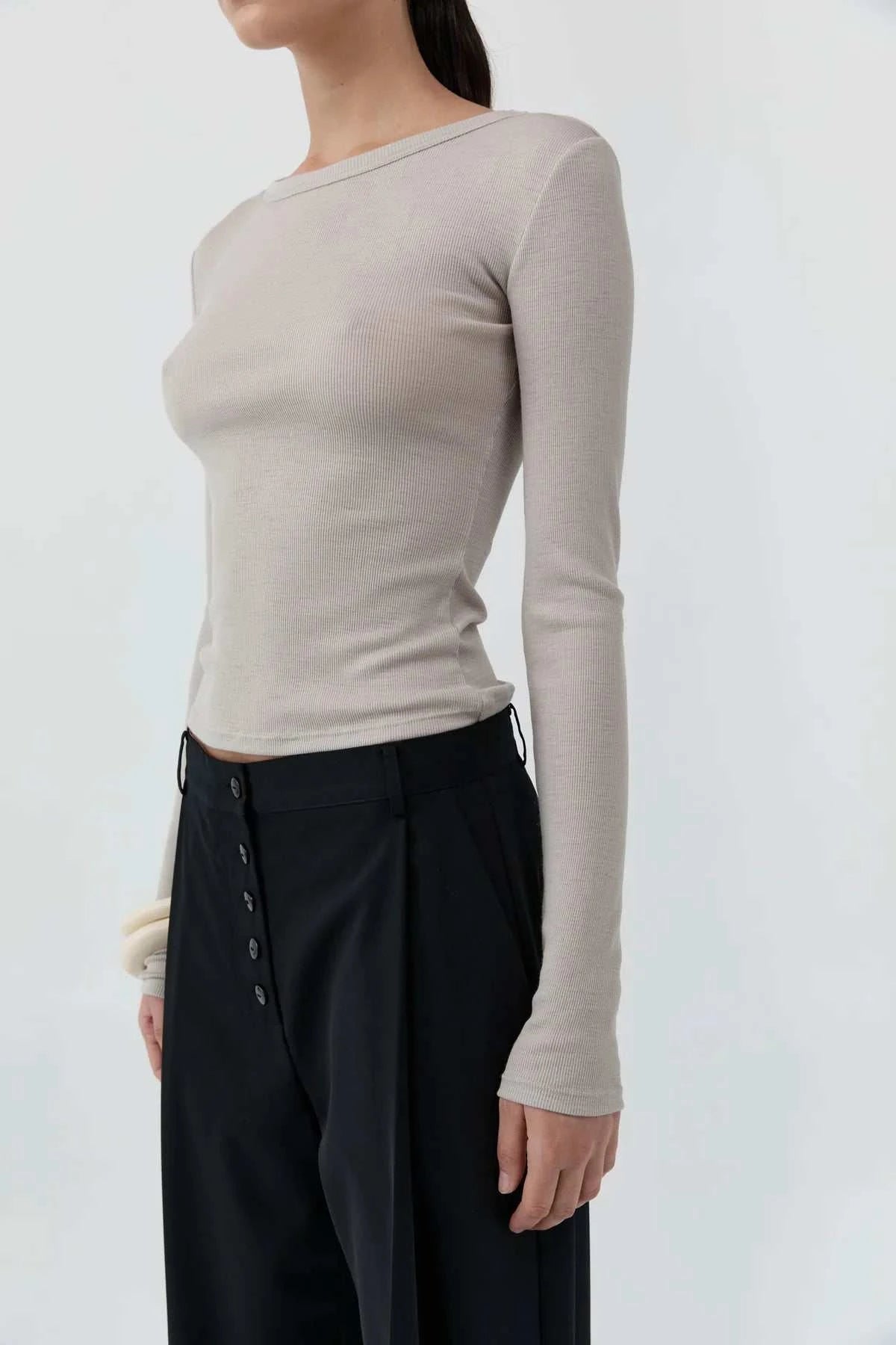 St Agni Baby Wool Long Sleeve Top Soft Ash