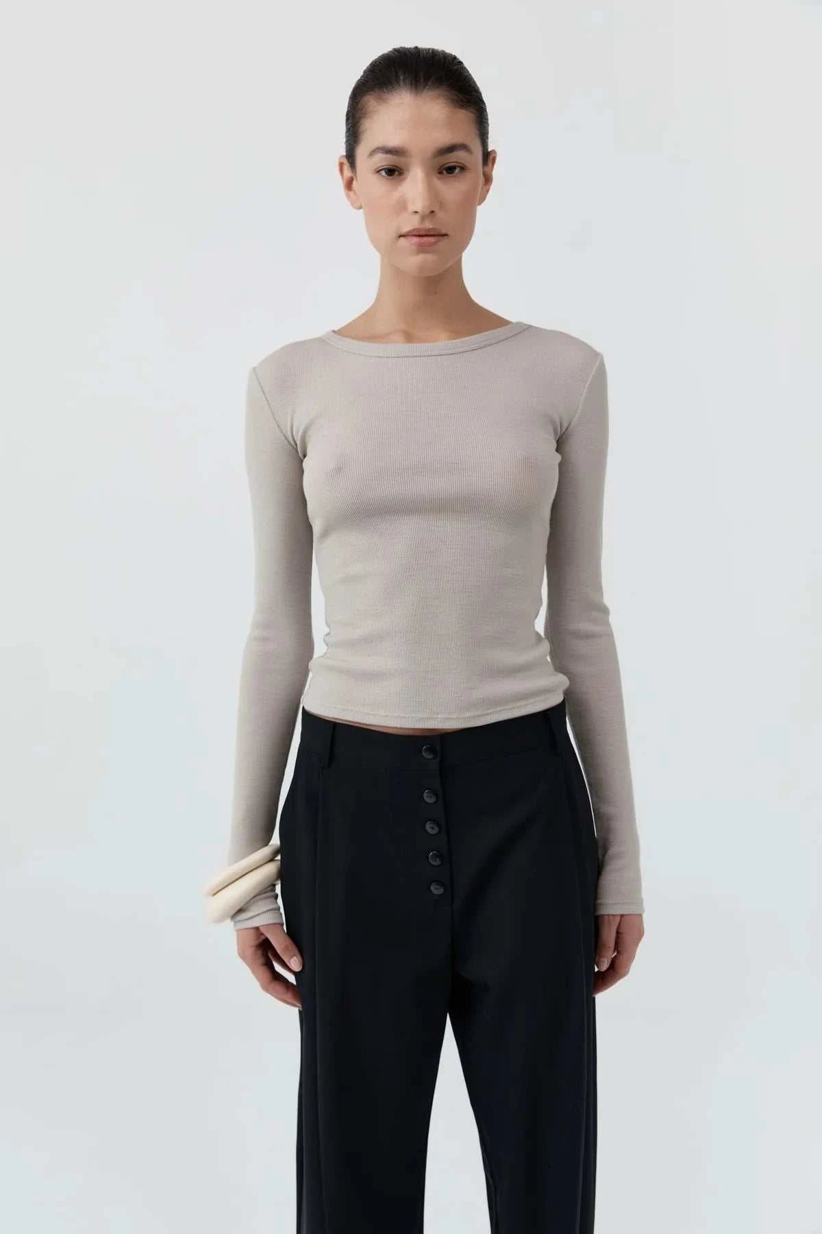 St Agni Baby Wool Long Sleeve Top Soft Ash