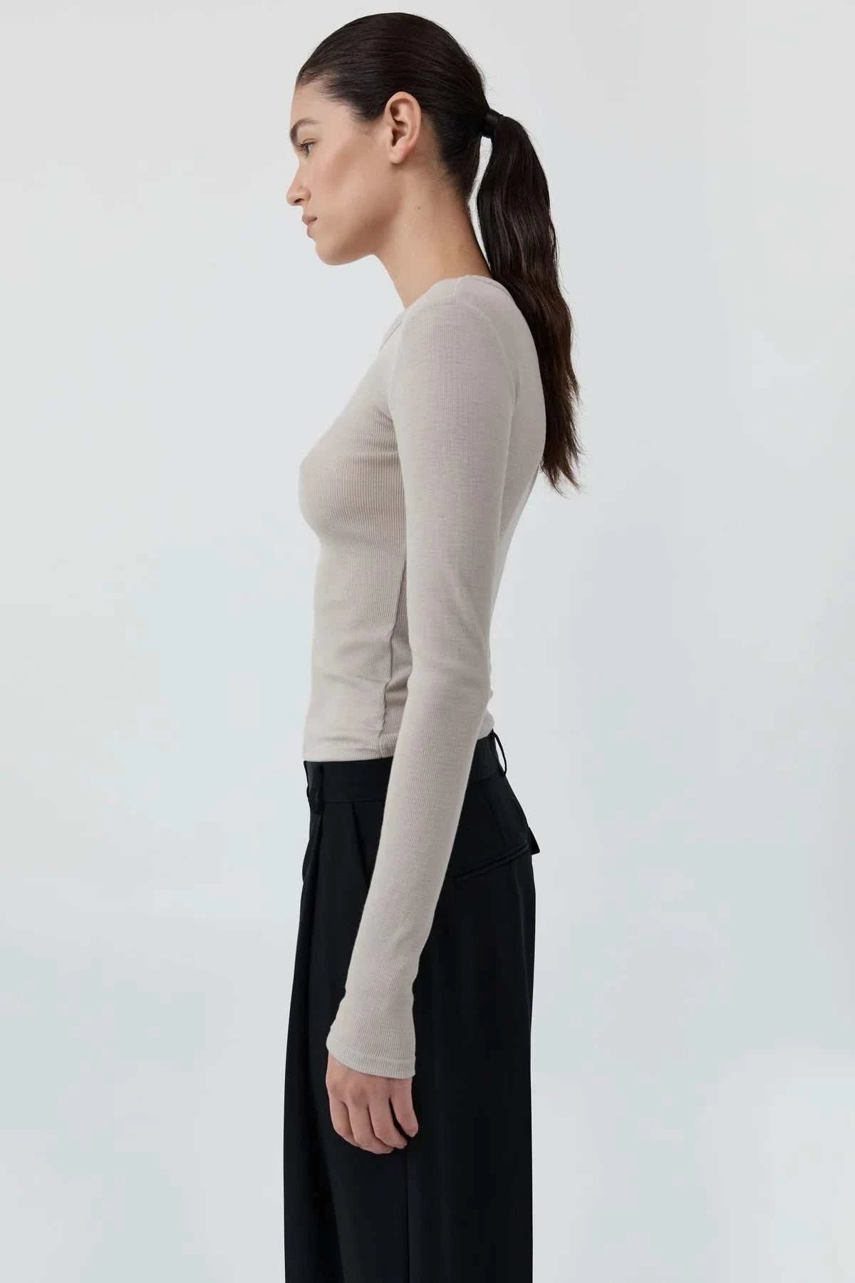 St Agni Baby Wool Long Sleeve Top Soft Ash