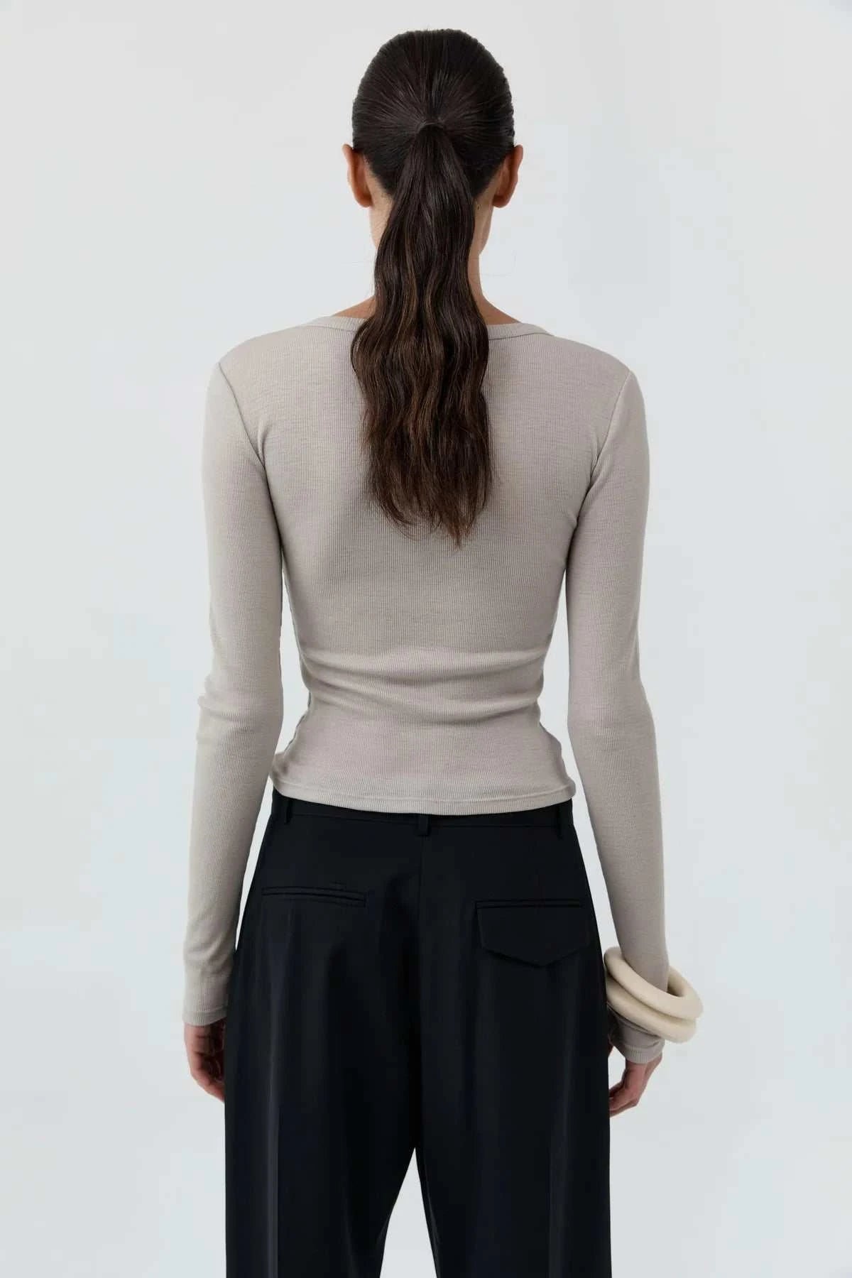 St Agni Baby Wool Long Sleeve Top Soft Ash