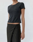St Agni Fine Merino Wool Baby Tee Charcoal Melange