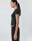 St Agni Fine Merino Wool Baby Tee Charcoal Melange