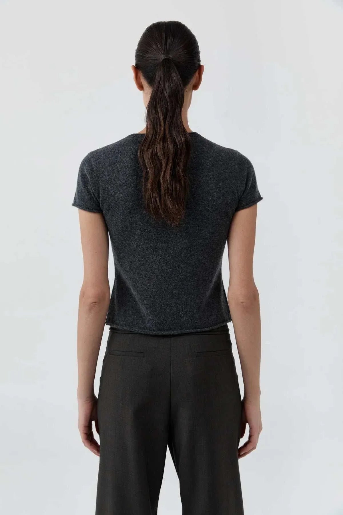 St Agni Fine Merino Wool Baby Tee Charcoal Melange