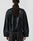 St Agni Cocoon Zip Leather Jacket Black