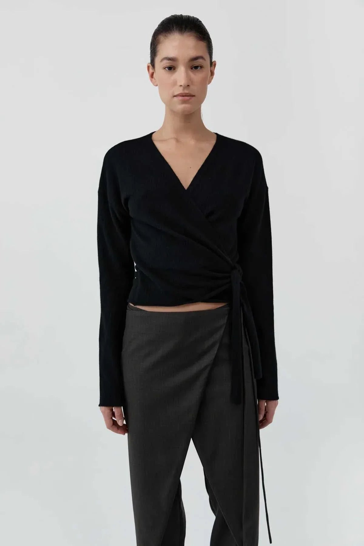 St Agni Cashmere Wrap Cardigan Black