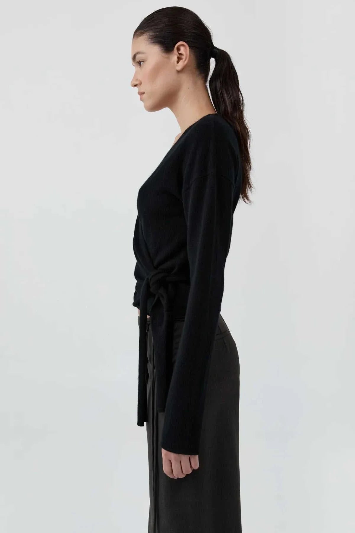 St Agni Cashmere Wrap Cardigan Black