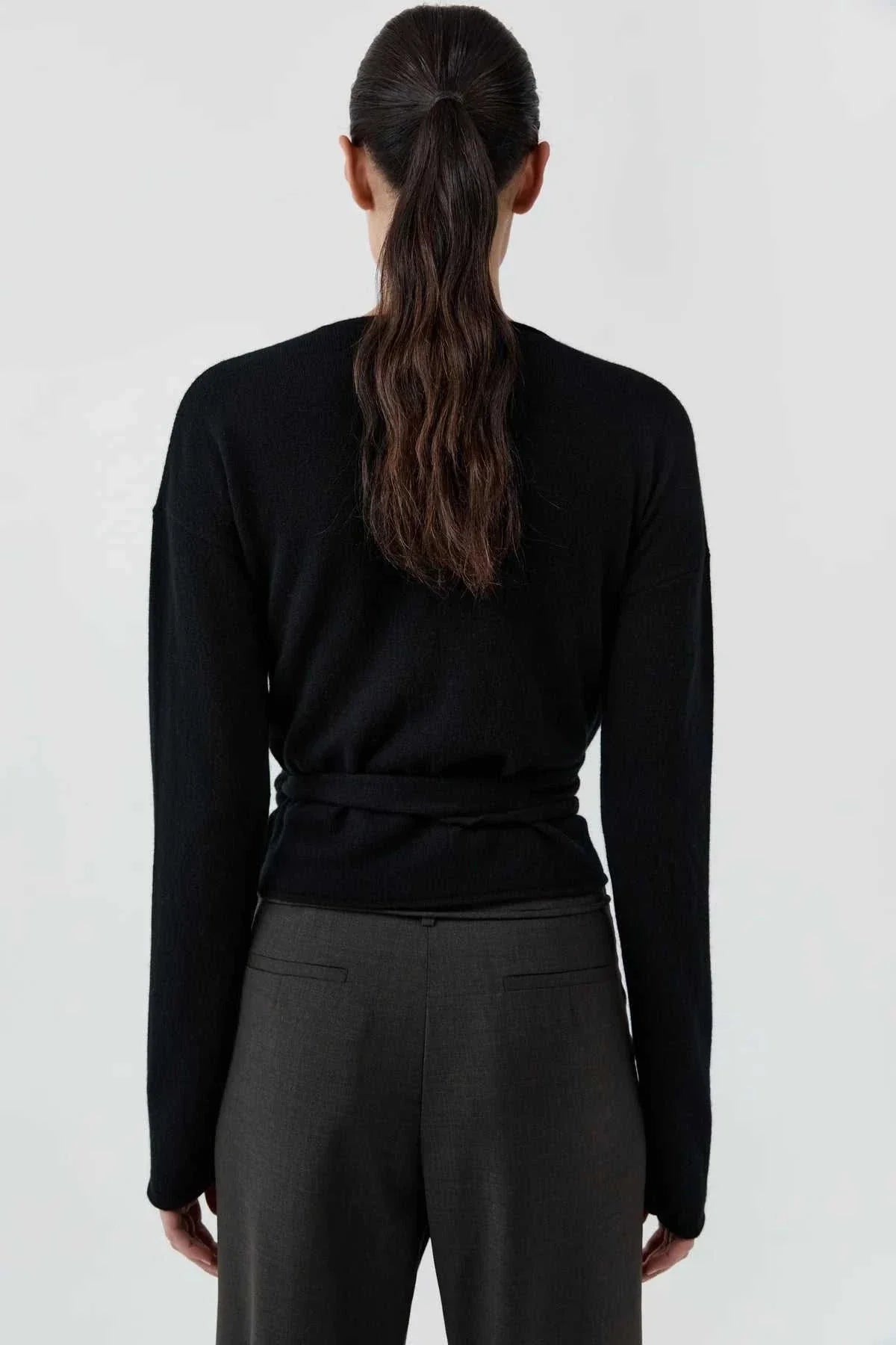 St Agni Cashmere Wrap Cardigan Black