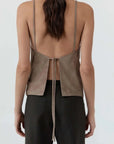 St Agni Suede Low Back Tie Top Earth