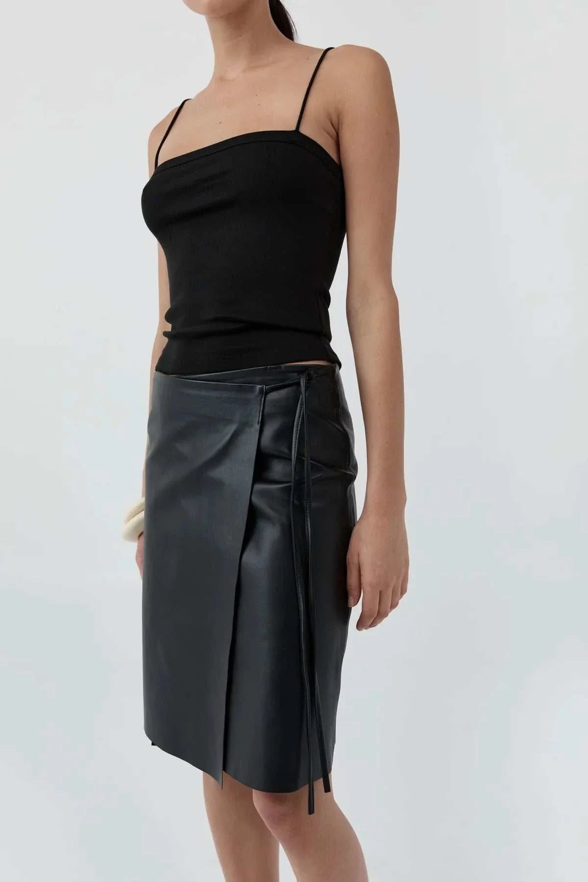 St Agni Organic Cotton Square Neck Cami Jet Black