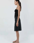 St Agni Leather Everyday Wrap Skirt Black