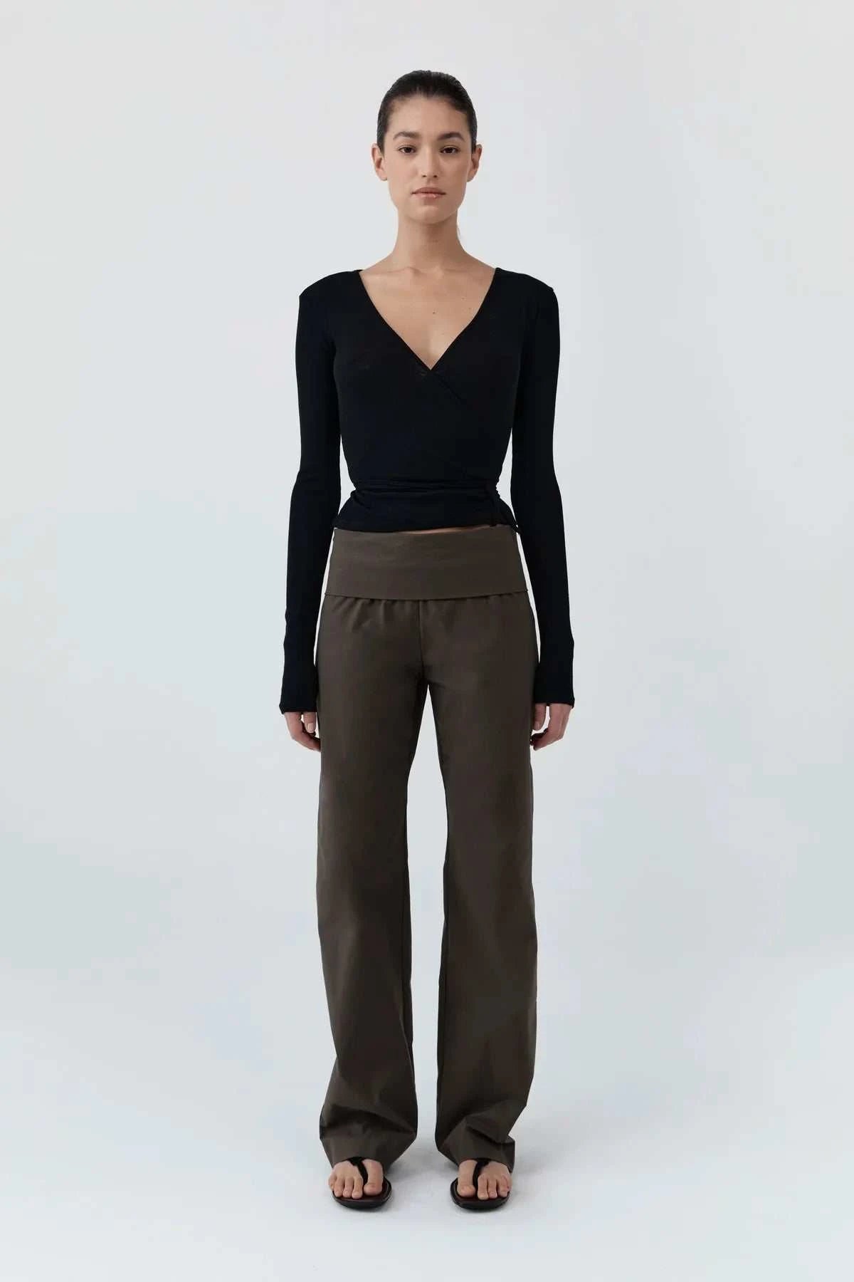 St Agni Baby Wool Wrap Top Black