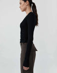 St Agni Baby Wool Wrap Top Black