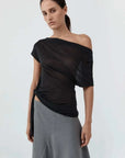 St Agni Fine Jersey Off Shoulder Top Charcoal
