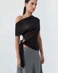 St Agni Fine Jersey Off Shoulder Top Charcoal