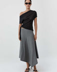 St Agni Fine Jersey Off Shoulder Top Charcoal