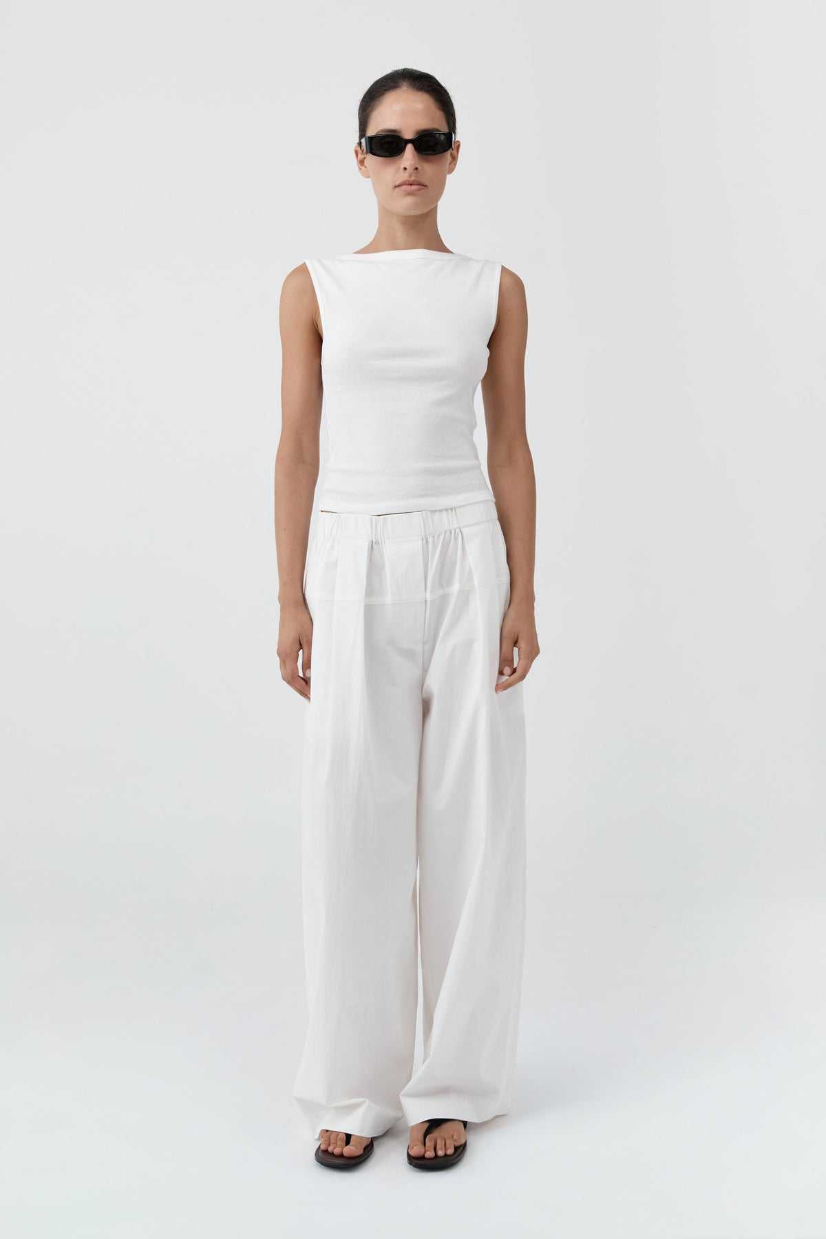 St Agni Relaxed Pleat Pants Off White