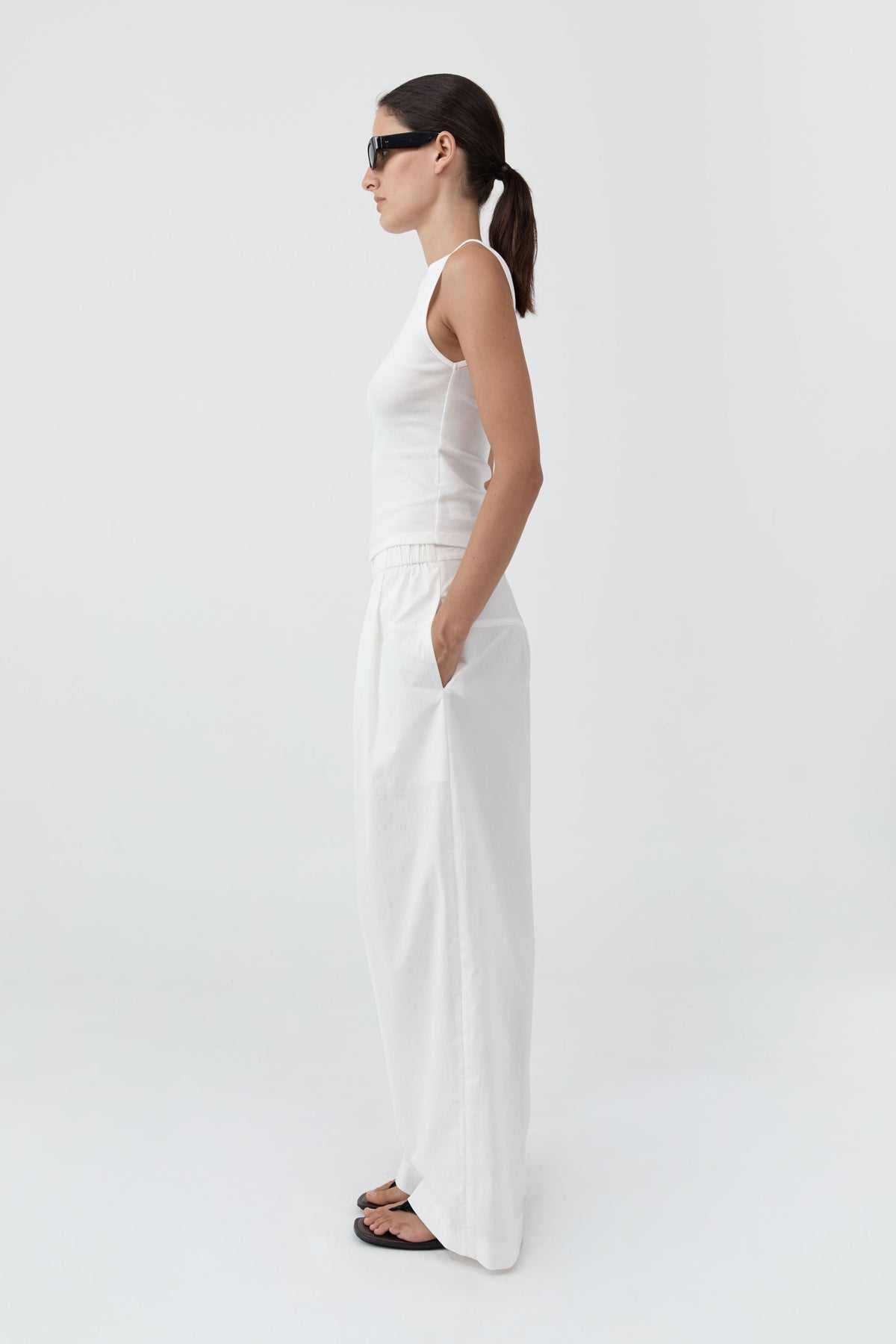 St Agni Relaxed Pleat Pants Off White