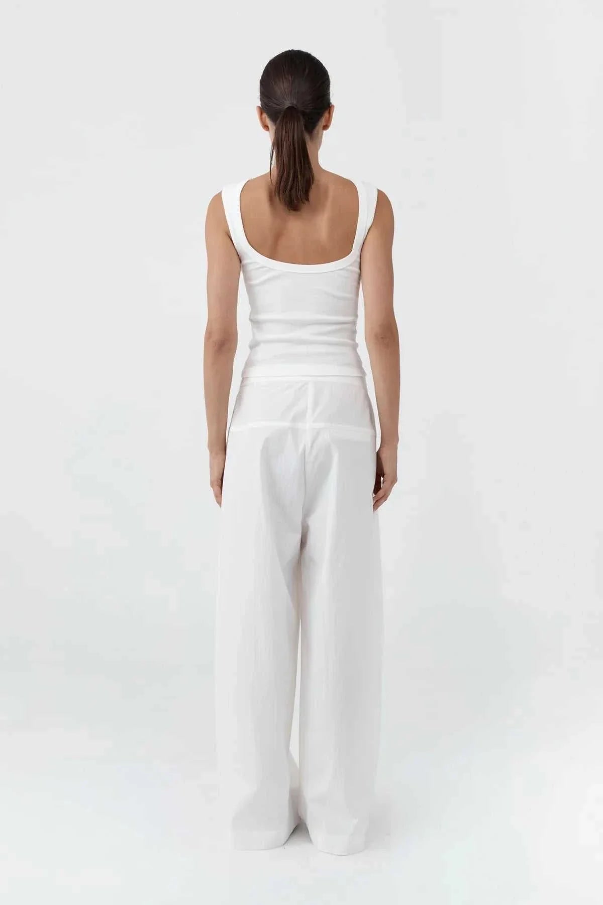 St Agni Relaxed Pleat Pants Off White