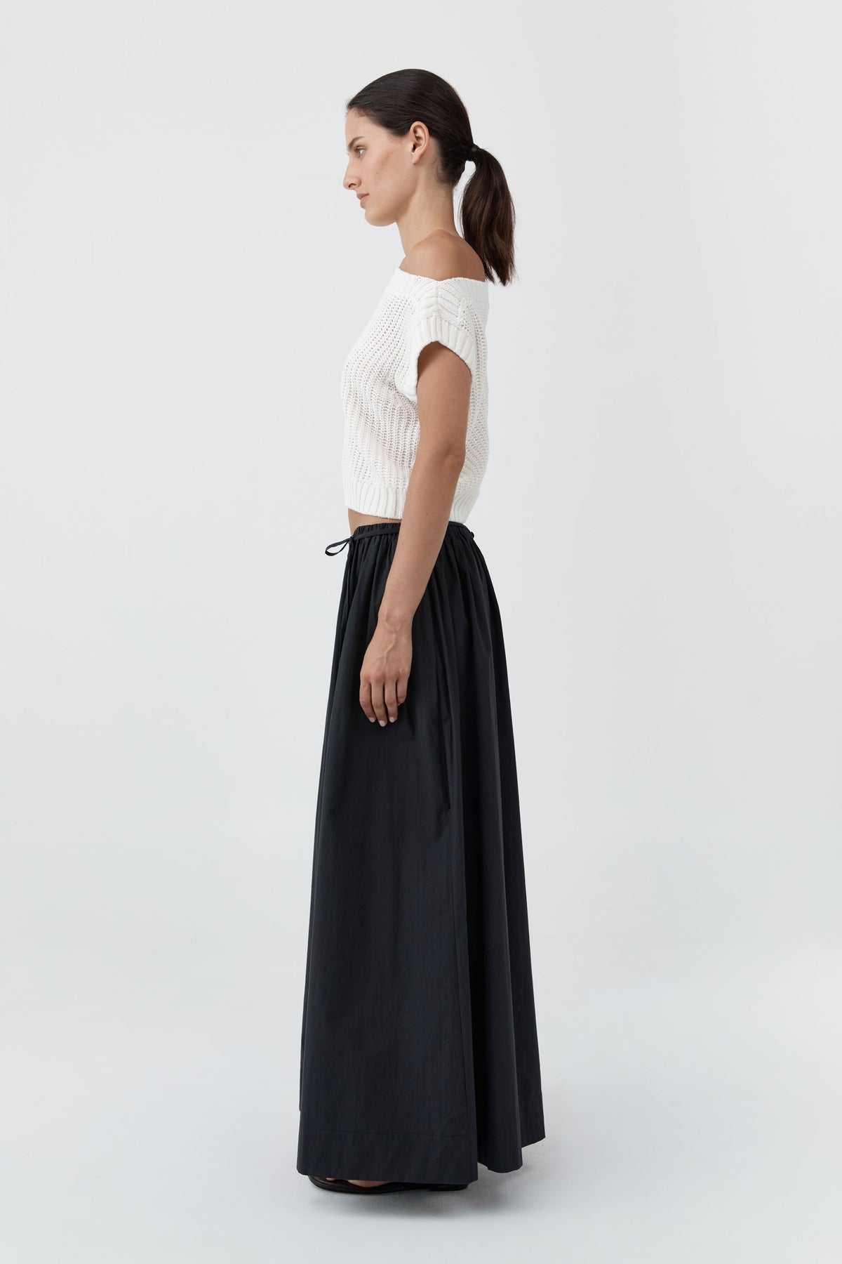 St Agni Cotton Hybrid Wide Leg Pants Black