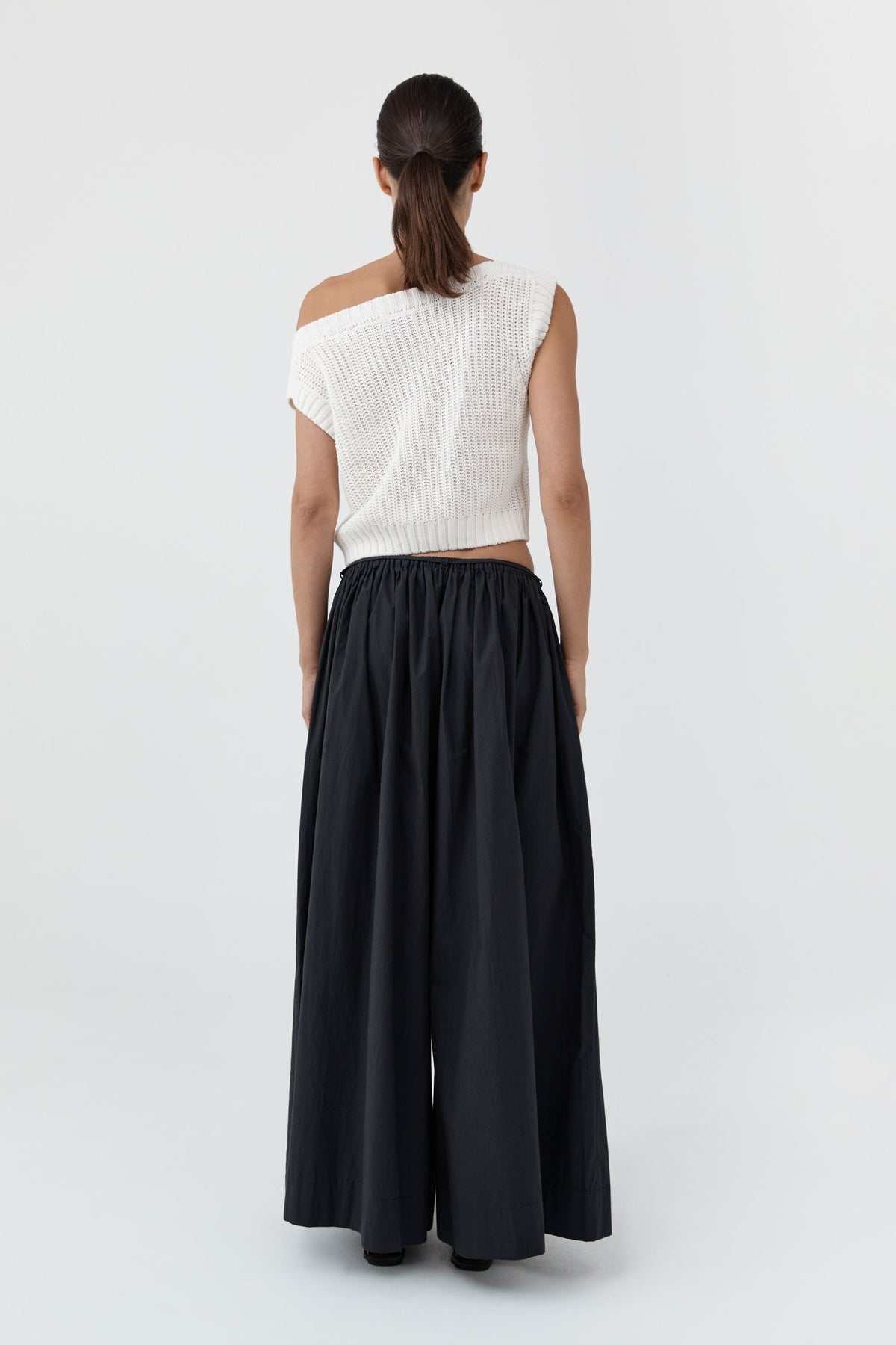St Agni Cotton Hybrid Wide Leg Pants Black