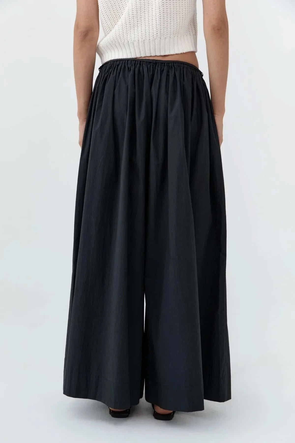 St Agni Cotton Hybrid Wide Leg Pants Black