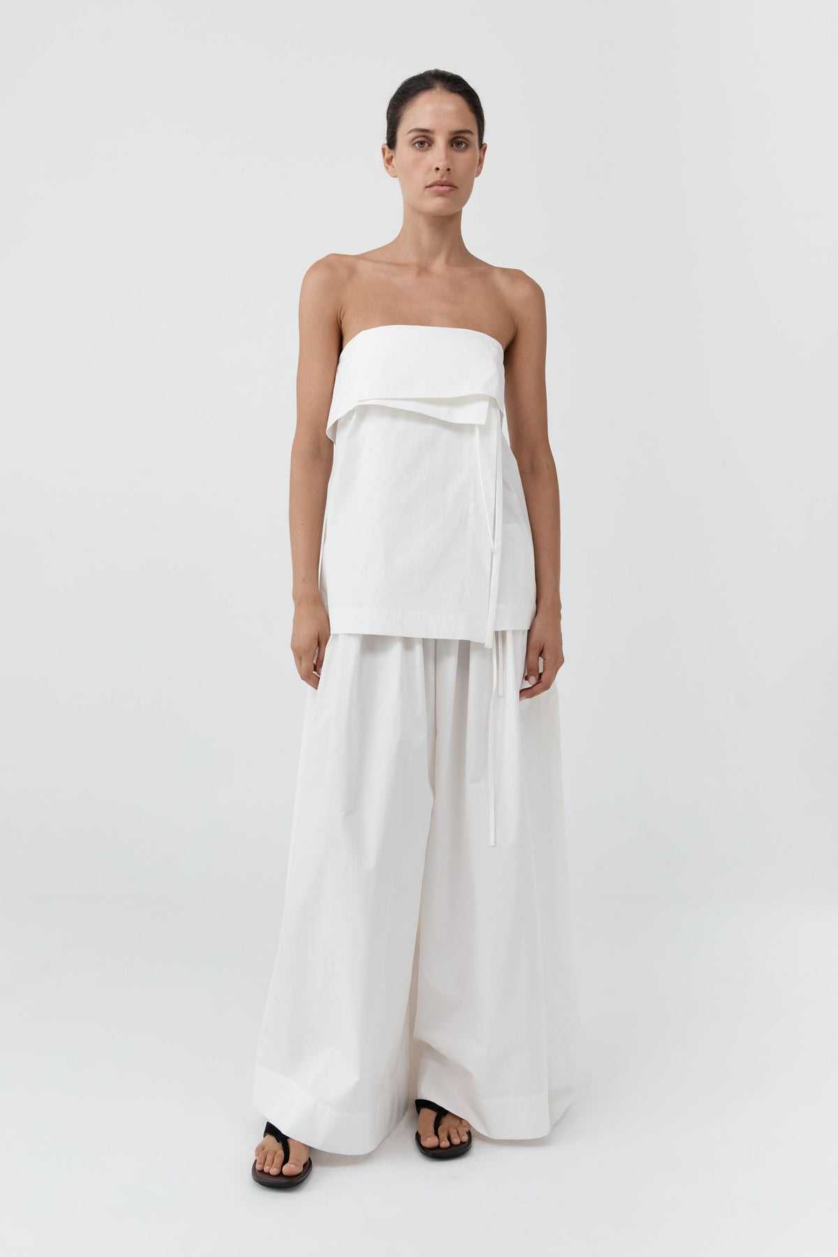 St Agni Strapless Wrap Top Off White