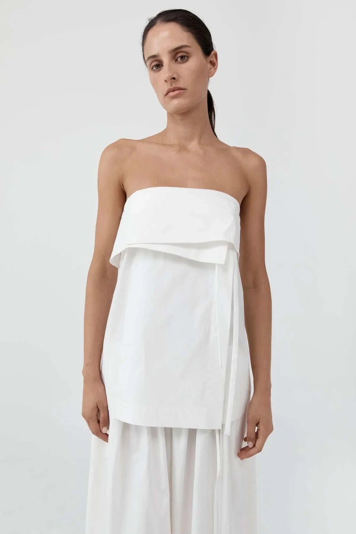 St Agni Strapless Wrap Top Off White